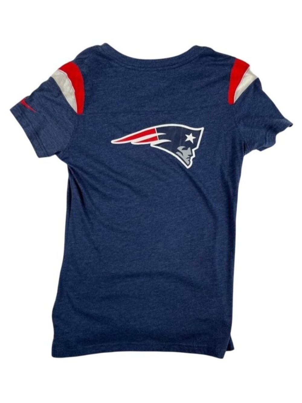 Nike New England Patriots Womens V-Neck T-Shirt Large Blue NFL Team Apparel